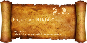 Hajszter Miklós névjegykártya